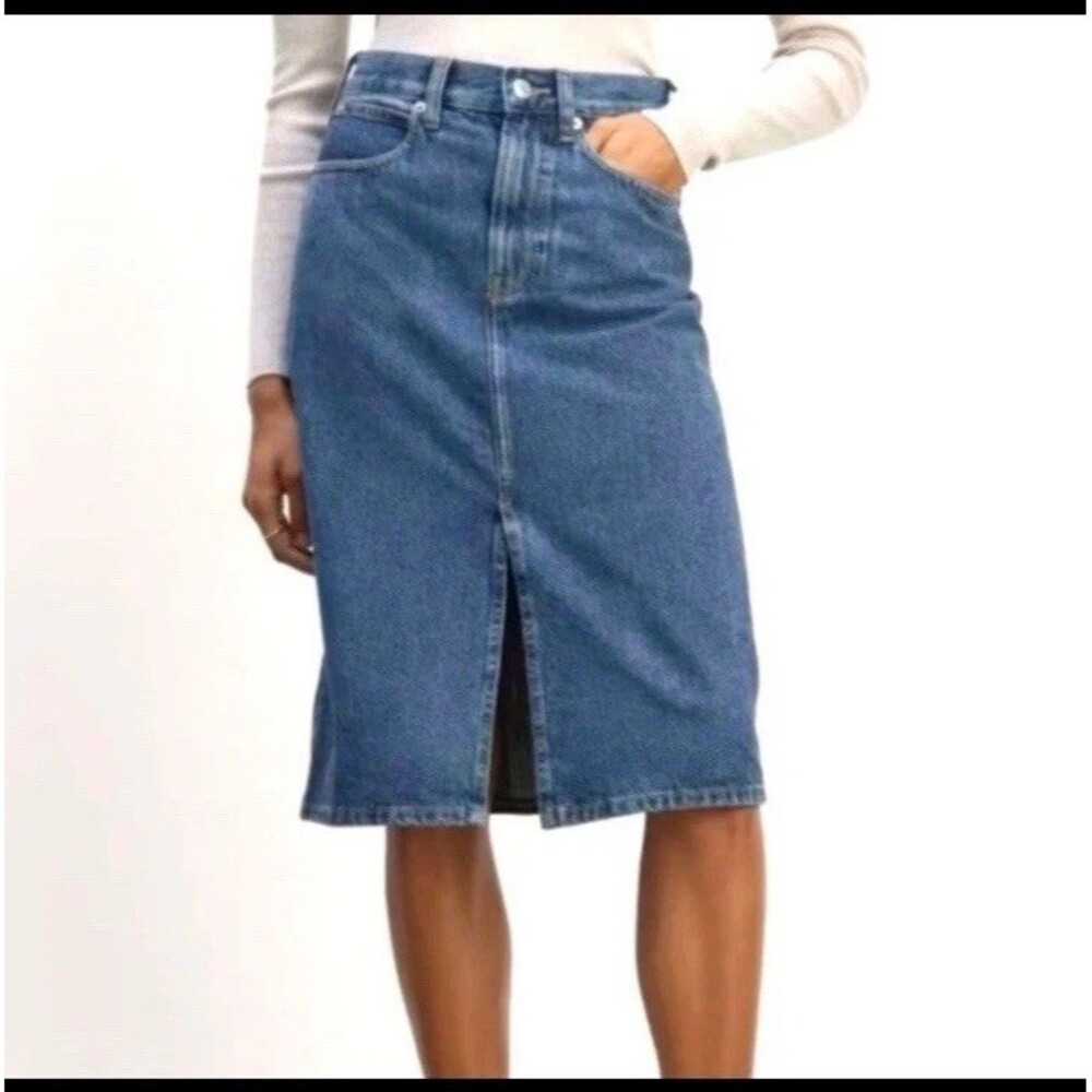 Everlane Woman’s The Mid-Way Denim Organic Cotton Medi Skirt Size 31R
